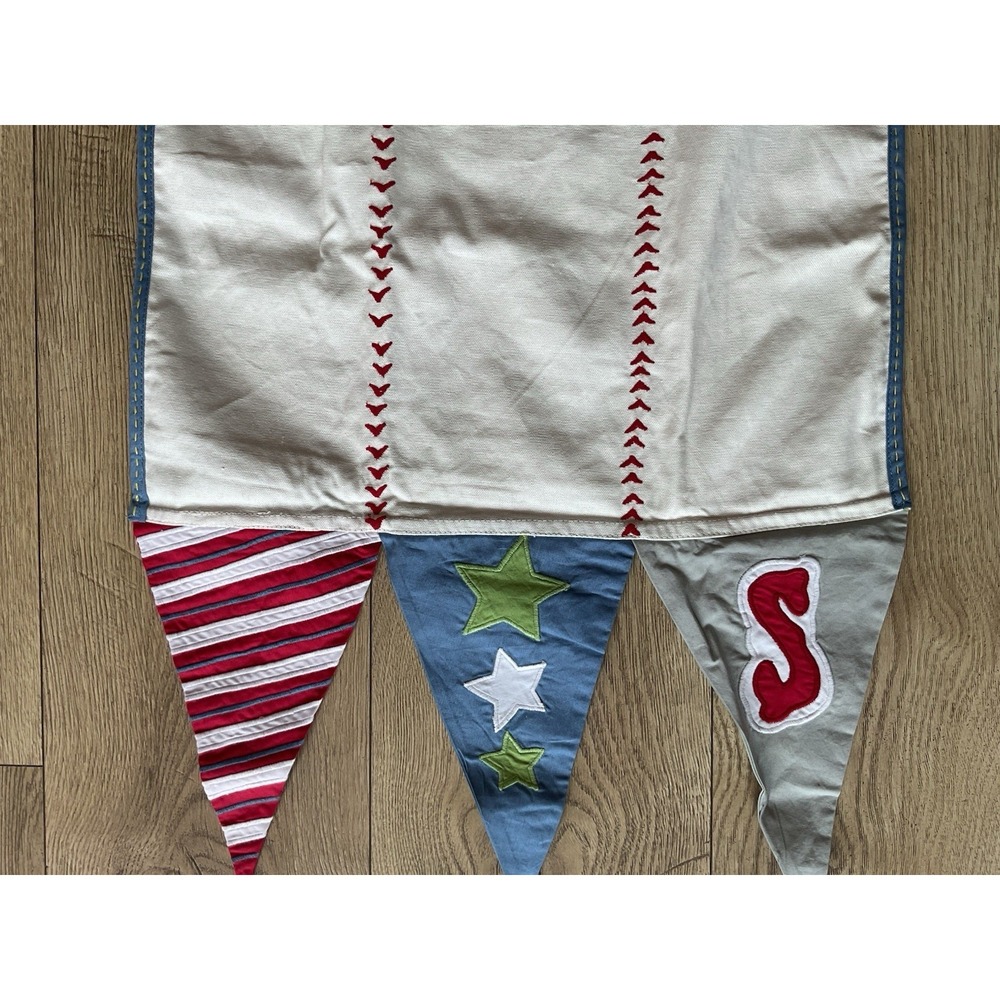 Pottery Barn Kids Baseball Pennant Sports Themed Table Runner 70x17 100% Cotton